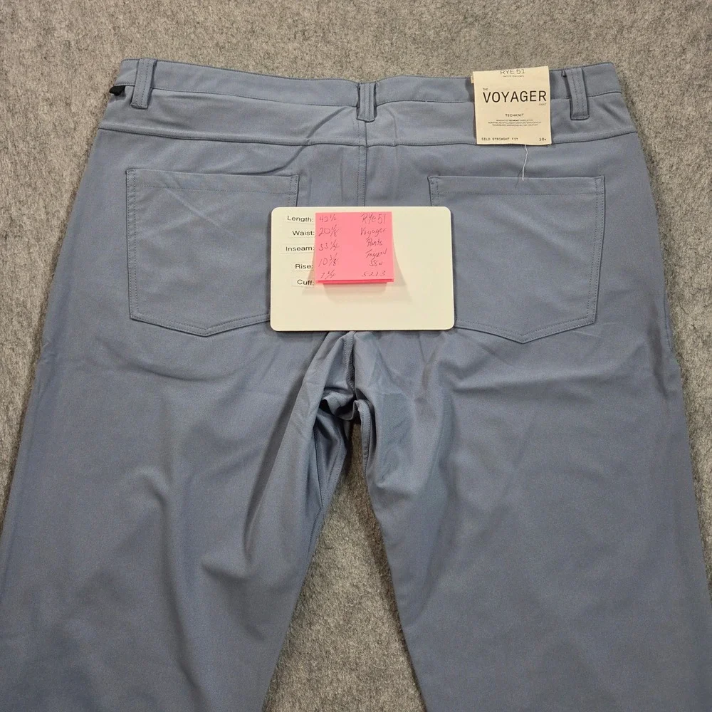 Rye 51 Voyager Techknit Pants Mens 38 Blue Gray Milo Straight Fit Performance